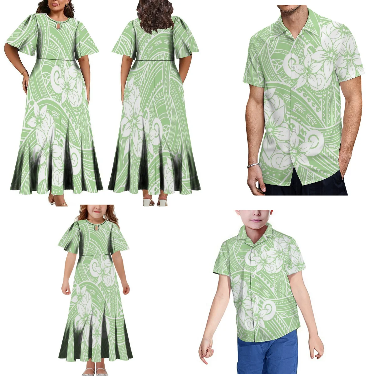 Robe de Soirée Personnalisée avec Imprimé des Îles Essiennes pour Femme, Tenue de Famille Samoane, Tenue de Vacances, Chemise, Vêtement pour Enfant, Nouvelle Collection 2025