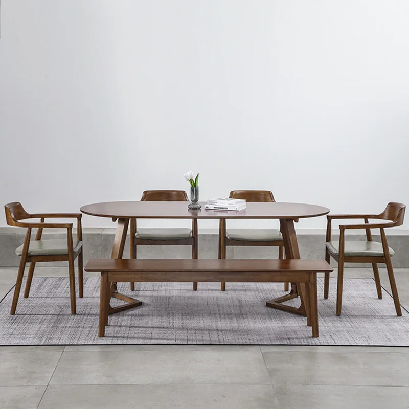 Небольшой обеденный стол, коричневый овальный дизайнерский обеденный стол для гостиной, кухни, ресторана, обеденный уголок, мебель Tavolino Da Salotto