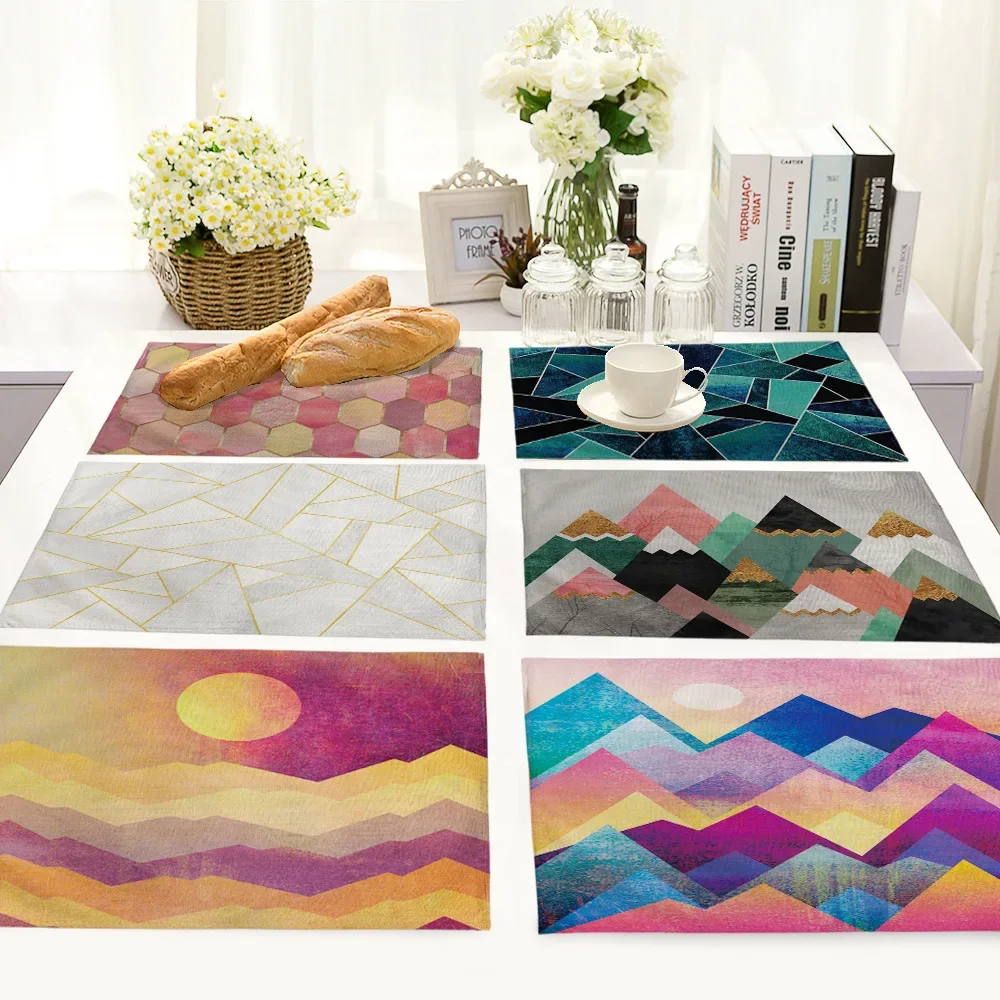 

Modern Abstract Geometric Placemats Non-Slip Washable Place Mat for Home Party Dining Tables Wedding Kitchen Banquets Decor