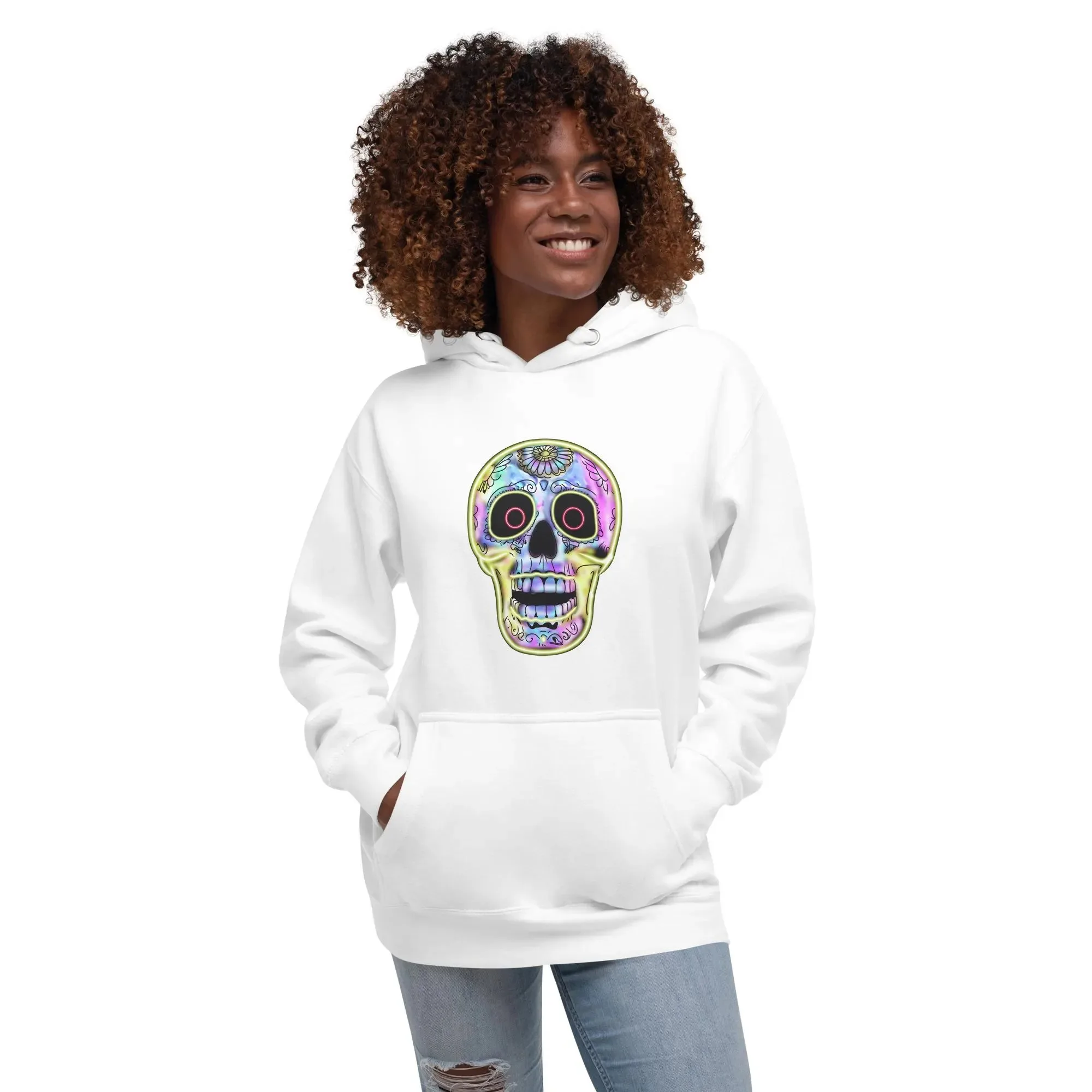 

Autumn and Winter "Vibrant Artistic Skull" Retro - Trendy Cotton Hoodie, Stylish Cultural Sweatshirt