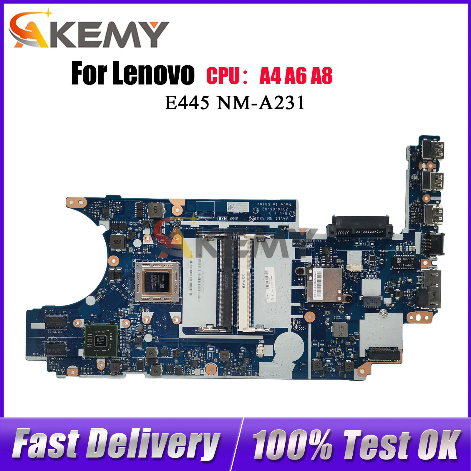 

Материнская плата для ноутбука Lenovo ThinkPad E455 NM-A231 с процессором A6 A8 A10 DDR3, 100% протестировано, ОК