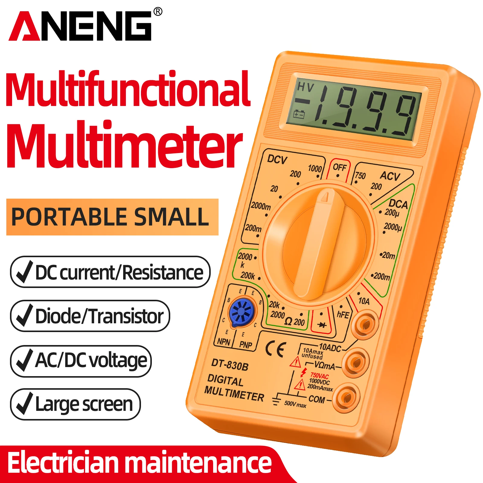 

Цифровой мультиметр ANENG DT830B: миниатюрный тестер напряжения, тока и сопротивления с ЖК-дисплеем, карманный электрический измеритель