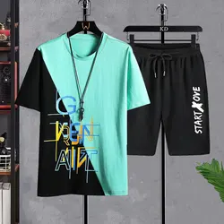 Men's T-shirt Sets Fashion Casual tracksuit men Tee Beach Shorts Sets Summer Harajuku Male Streetwear Leisure Tops men Clothes