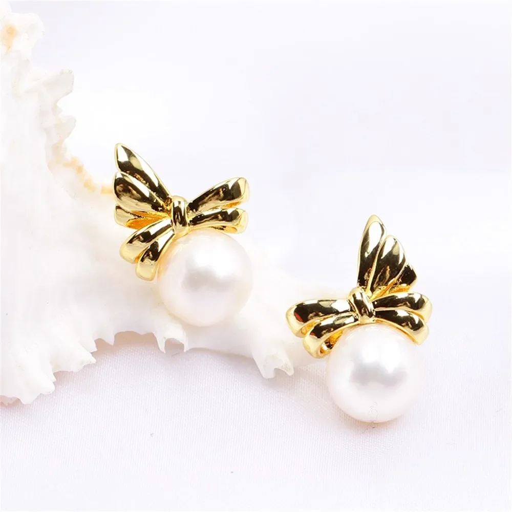 

Gold Plated Pearl Earring Settings, DIY Jewelry Making Supplies, Blank Ear Stud Bases for Handmade Accessories, 1pair No Pearl