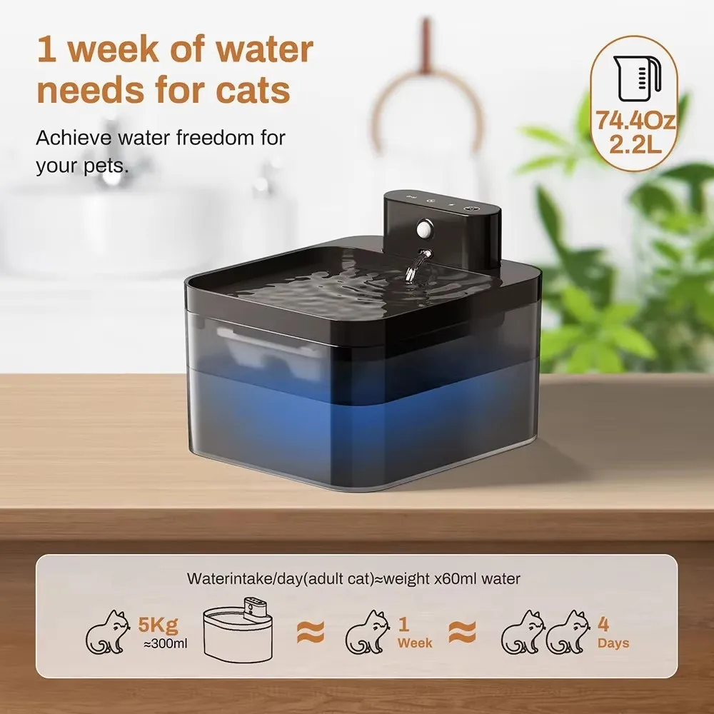 Pet smart water dispenser automatic induction square plastic cat water dispenser