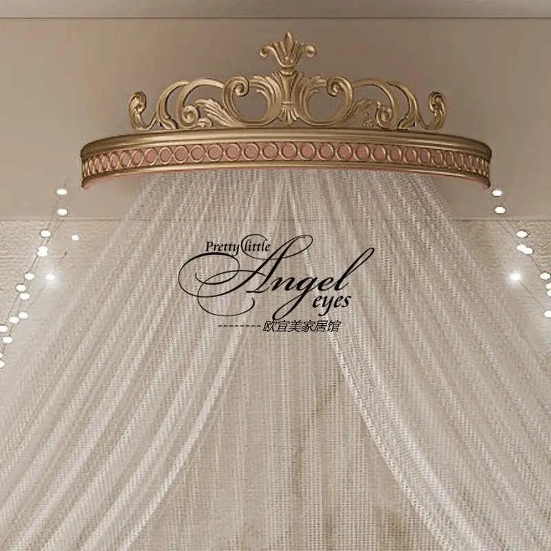 European solid wood bed mantle shelf American princess room bedside curtain gauze mantle frame KTV hotel photography building de