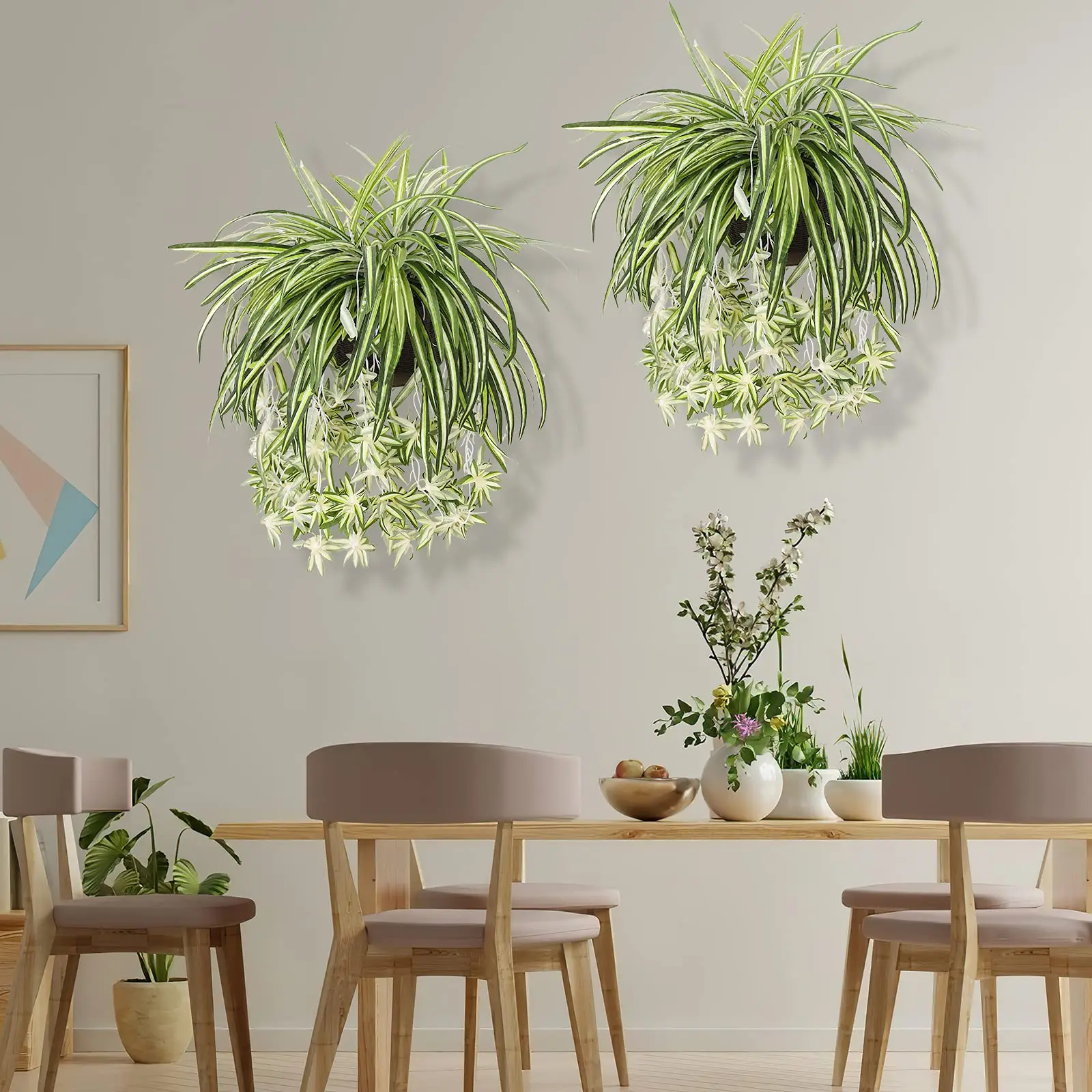 1pc künstliche Pflanzen hängen Chlor ophytum Kunststoff gefälschte Pflanze Grün für Zimmer Home Yard Wand dekoration Garten dekoration im Freien – Detail 5