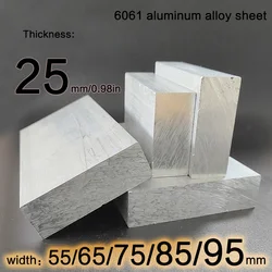 Kalınlık 25 mm Width55 65 75 85 95mm 6061 alüminyum alaşım düz Bar uzunluğu 100mm 150mm 200mm