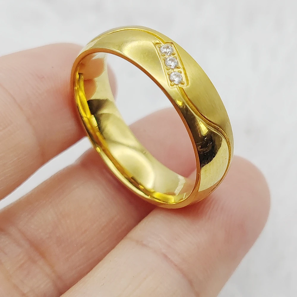 Fashion Ring Hot Selling Lover's Hand Finger Jewellery Luxury Promise Golden Stainless Steel Hers Wedding Rings