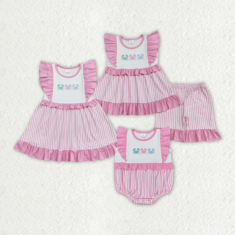 

GSSO1258 Wholesale Summer Match baby rompers kids clothes girl short sleeve shorts sets Boutique baby girl clothes