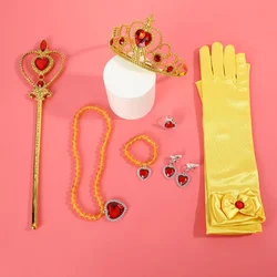 Princess Girls Belle Snow White Party Favors Gifts Set Crown Scepter Wand Necklace Gloves Baby Photography Props Accessories