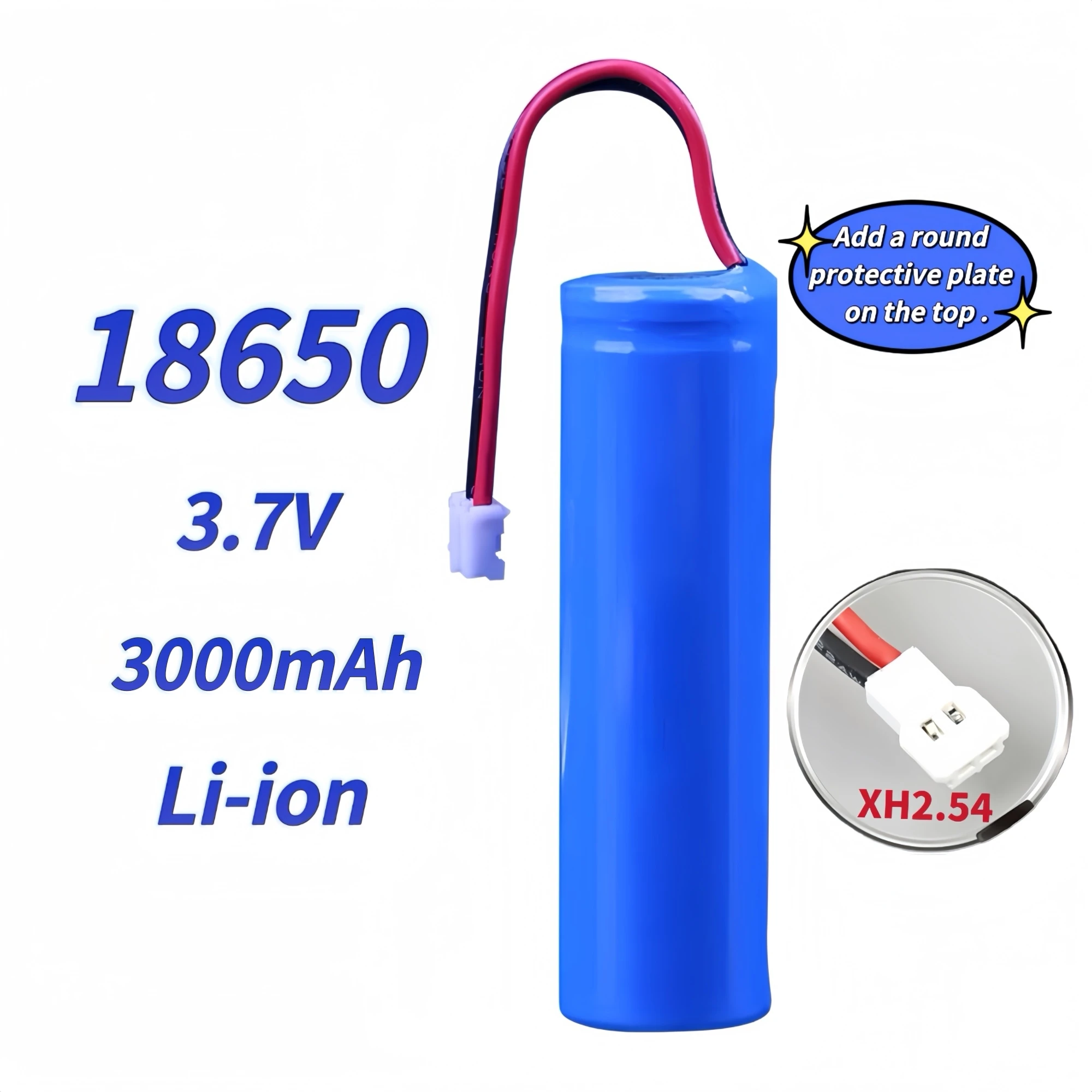 10PCS 18650 Rechargeable Lithium Battery 3.7V 3000mAh with SM/PH2.0/XH2.54/JST Plug for Camping lantern Car vacuum cleaner Audio
