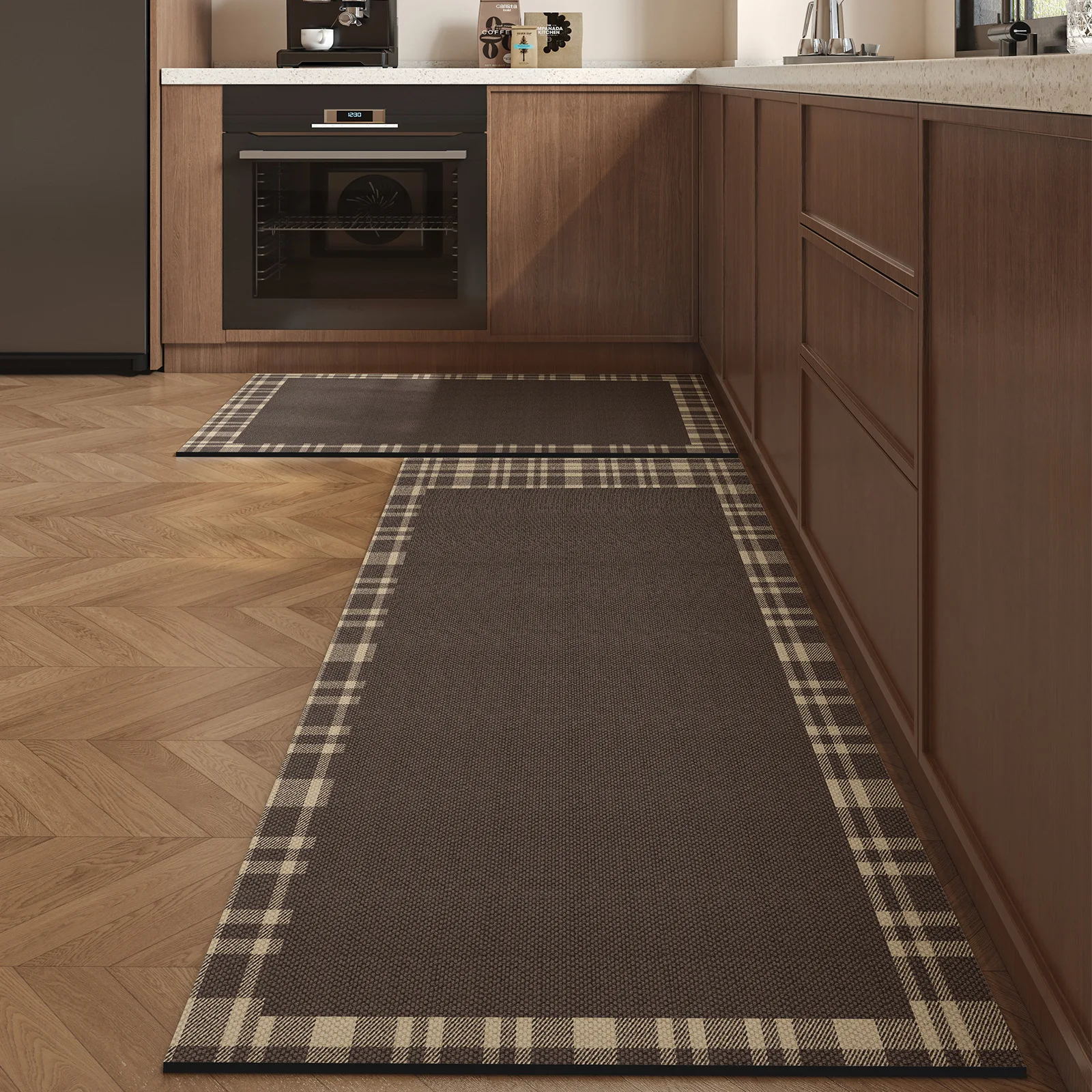 VIKAMA British Feng Shui Velvet Carpet - Water Absorbent and Easy to Clean - Restaurant Laundry Room Floor Mat - Home Decoration
