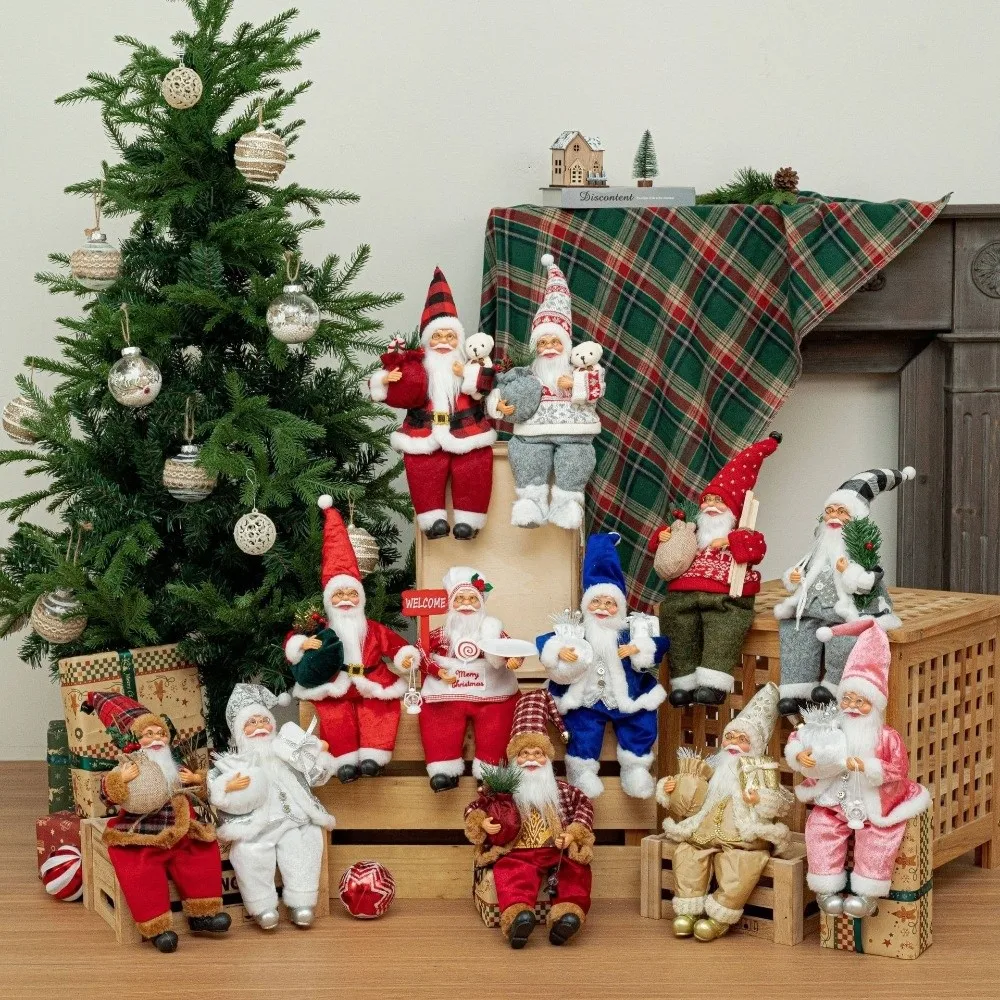 

New Home Decoration Santa Claus Decorations 12 Inches Cute Santa Claus Doll Sitting Santa Claus Christmas Supplies Gift