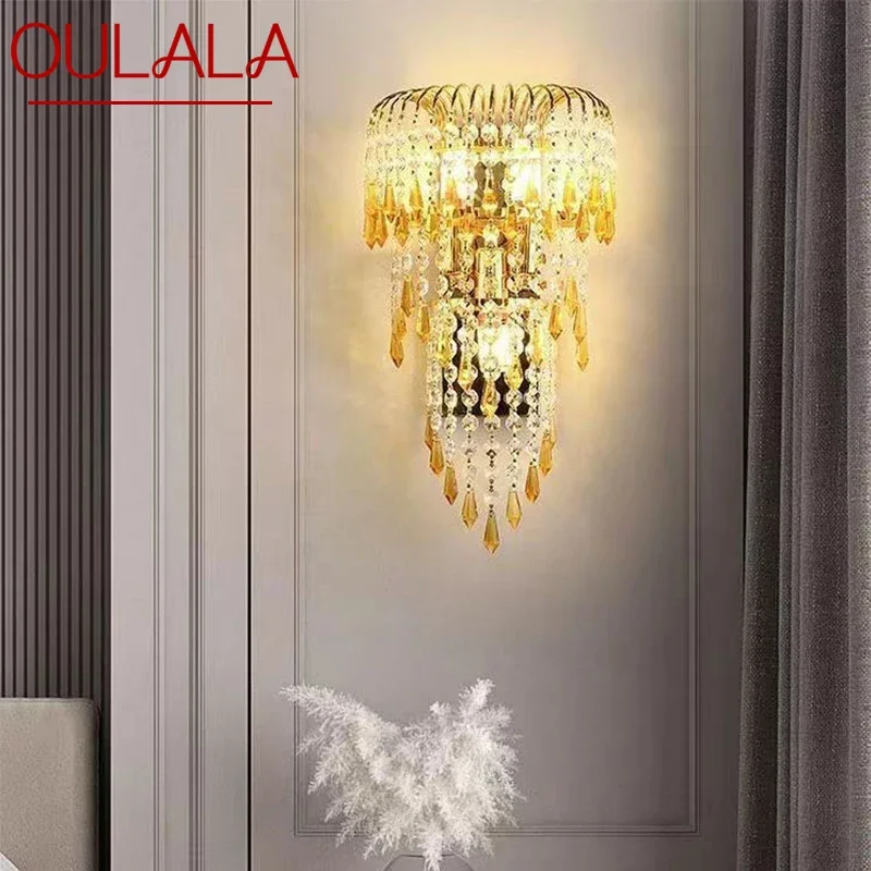 OULALA Contemporary crystal  Wall Lamp Indoor Art Living Room Bedroom Bedside Lamp luxurious Hotel Corridor Hallway Wall Lamp