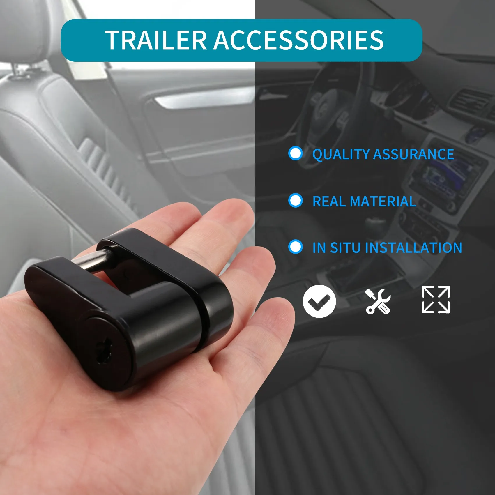 Juego de A04E-2 de enganche de remolque, candado acoplador de remolque, Pin de enganche de 1/4 pulgadas, acoplador 3/4 para camión, remolque, RV, barco