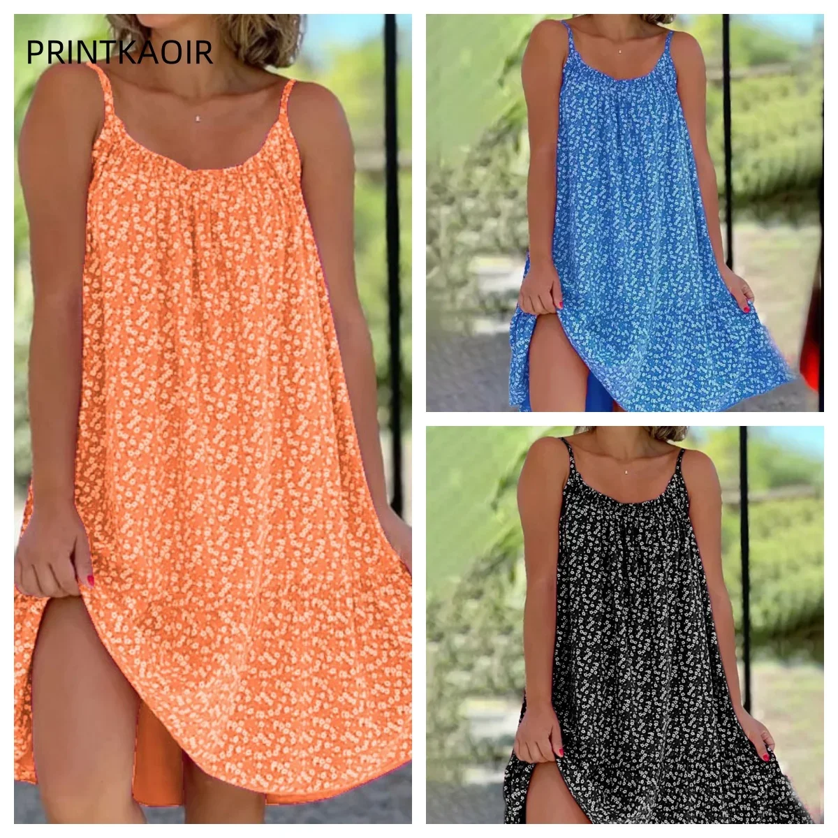 Sexy Jurk Met Bloemenprint Dames Jurk Met Bretels En Lijn Met Ruches, Losse Casual Strandjurk Club Feest Outfits Voor Dames