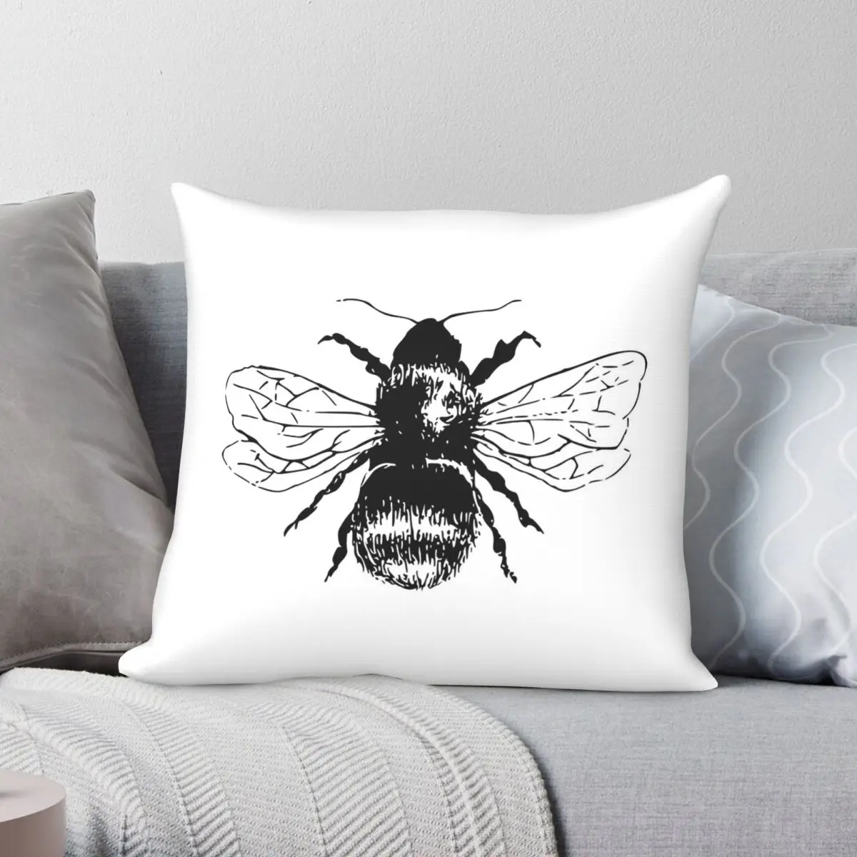 Bumble Bee Pillowcase Polyester Linen Velvet Printed Zip Decor Pillow Case Room Cushion Cover 18