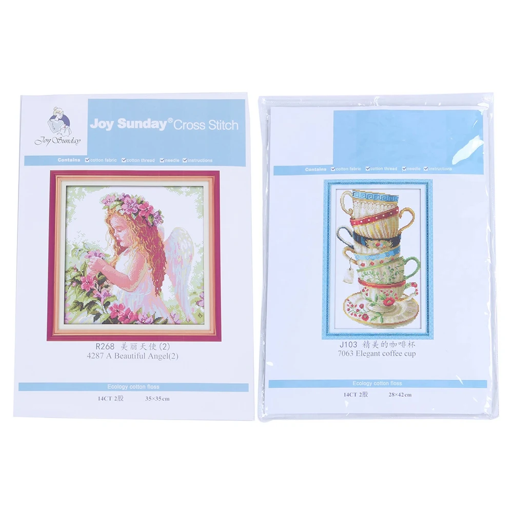 AS94-2 مجموعة DIY اليدوية التطريز عبر الابره مجموعة طقم تطريز 14CT عبر خياطة ديكور المنزل ، 35X35cm و 28X42cm