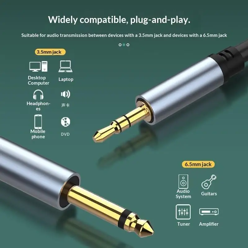 6.35mm 1/4 Inch TS Mono Unbalanced Guitar Cable Male to Male Durable Instrument Cord for Electric Guitarist Band Practice Perfo