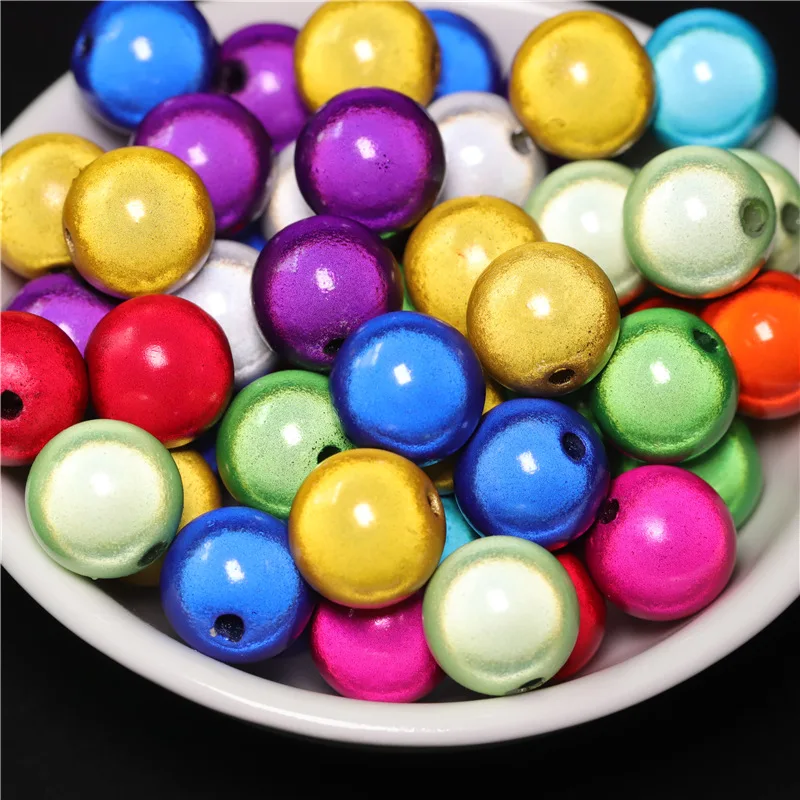 Dreamzeal Round 4mm 6mm 8mm 10mm 12mm Random Mixed Colorful Acrylic Plastic Loose Beads For Jewelry Making DIY Bracelet