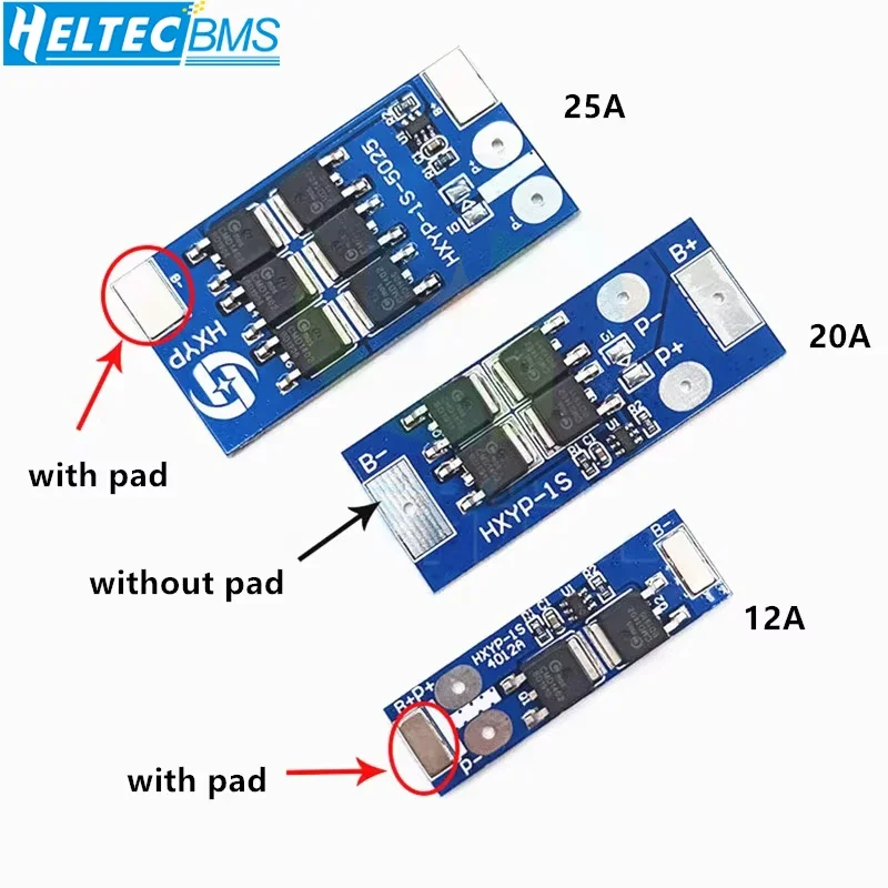 BMS 1S 12A 20A 25A 3.7V lithium battery protection board 18650 4.2V charging voltage/short circuit/overcharge prevention