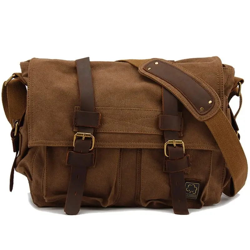 Men\'s Women\'s Casual Vintage Canvas Leather Cotton Rucksack Mountaineering Messenger Bag School Shoulder Bag