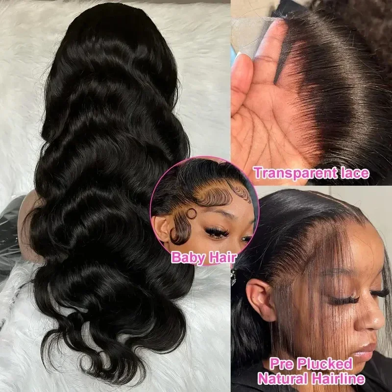 Peruca de Cabelo Humano Virgem Brasileiro com Ondas Naturais, Fechamento Frontal HD Lace 360, 13x4 13x6 5x5, Densidade 180% 200%, 16-40 Polegadas, Nós Pré-Descoloridos