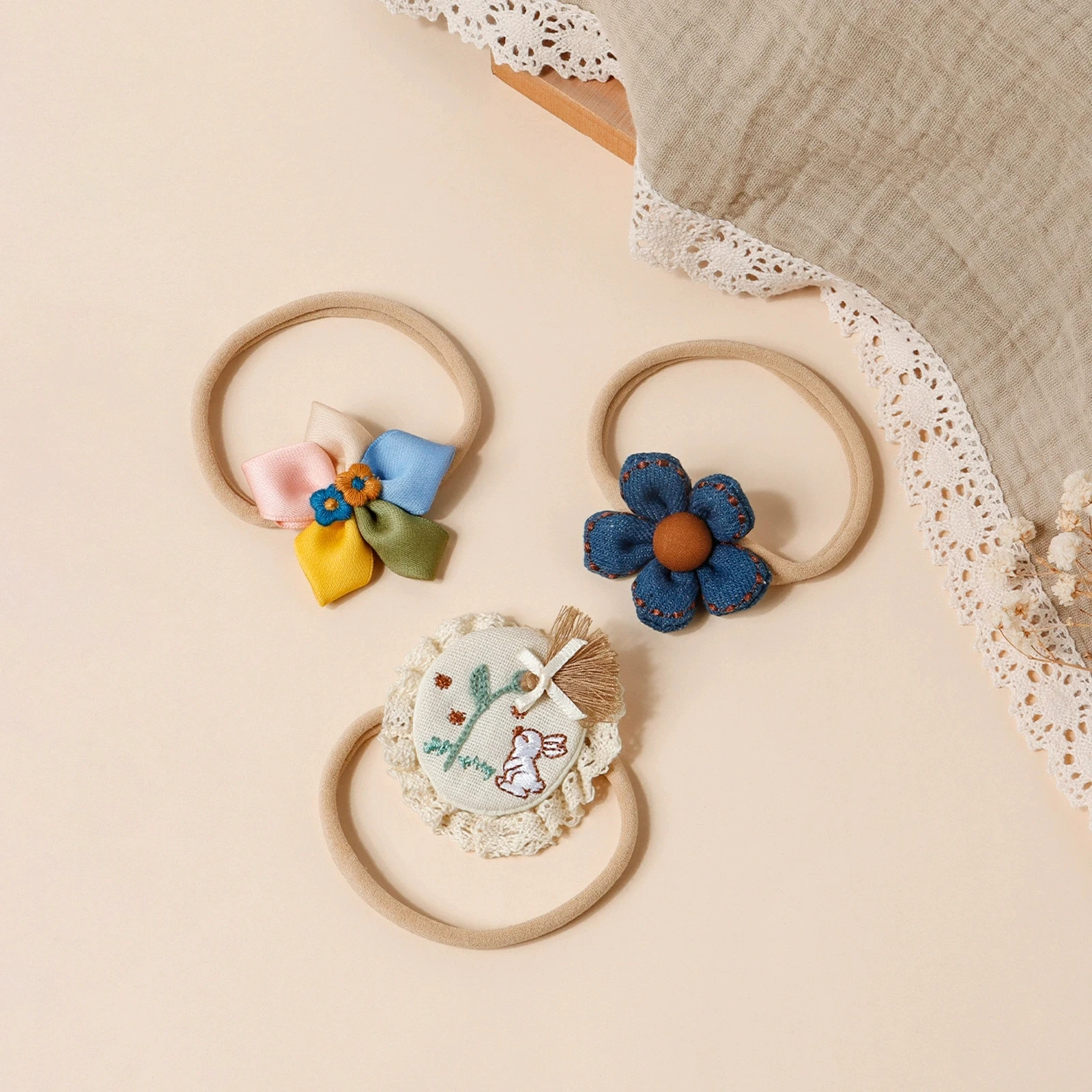 

Baby Headbands Girls Flower Nylon Hairbands Newborn Elastic Hair Band Handmade Kid Hair Accessories Children Turban Headwrap
