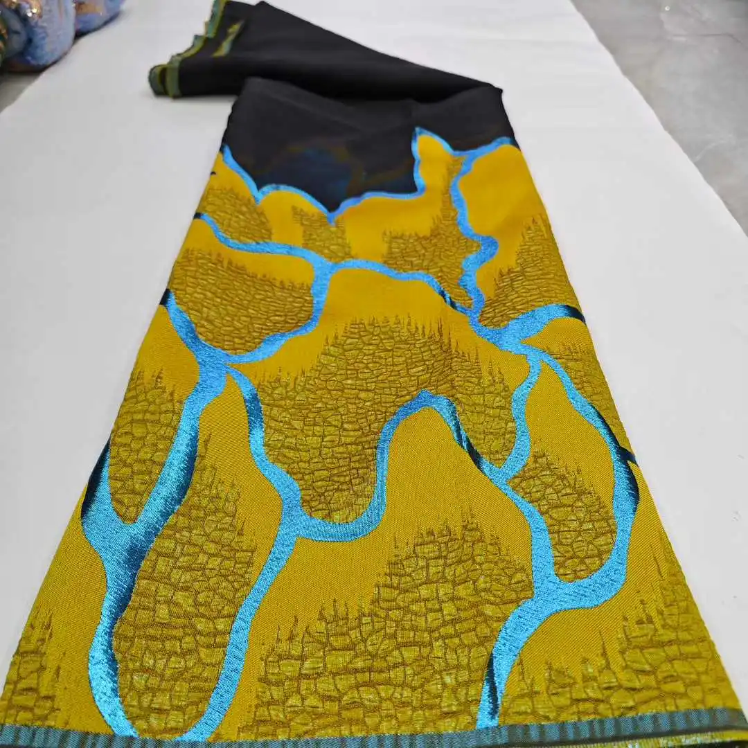 

Нигерийская парча, жаккардовая кружевная ткань, 2025 г., высококачественная дамасская кружевная ткань для женских платьев, высокое качество, шить, 5 ярдов