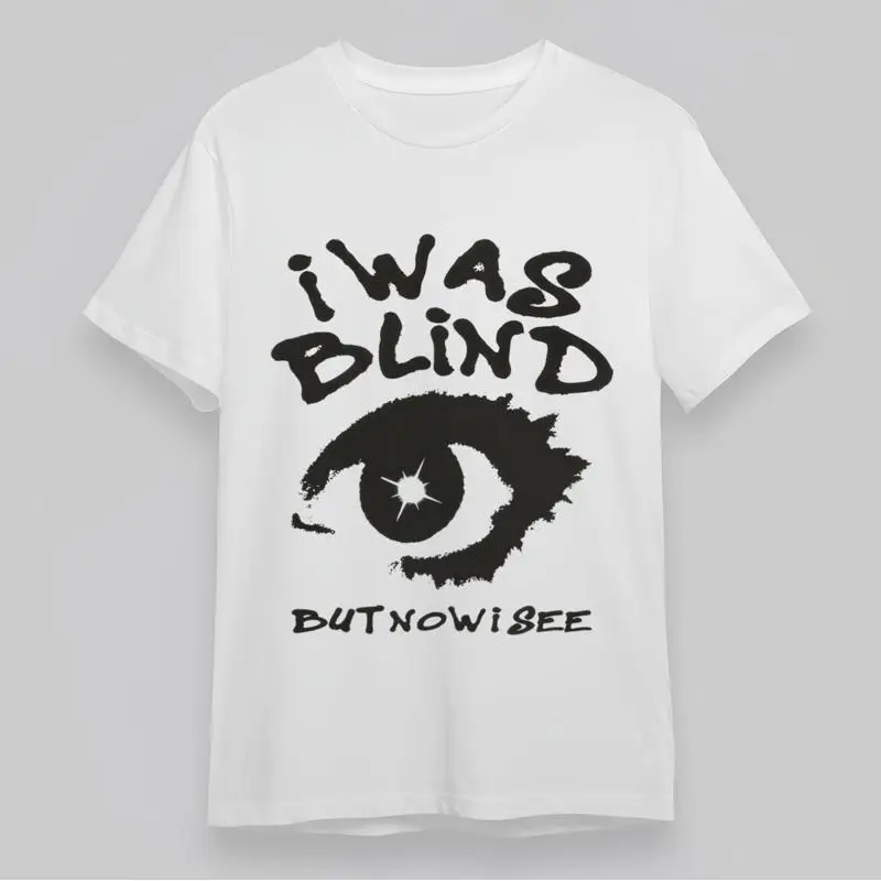 

Женская футболка With I Was Blind Butnowisee Белый хлопковый топ 100,