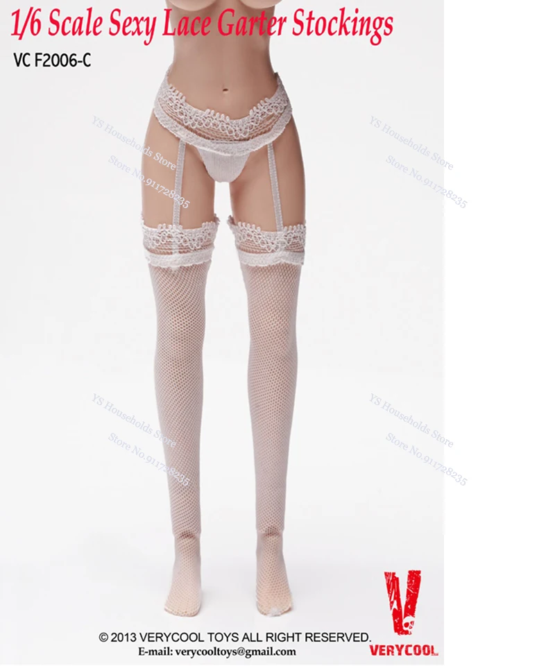 Black White  VC F2001 VC F2006 1/6 Female Soldier Long Lace Carter Stockings Figurine Clothes Accessory For 12