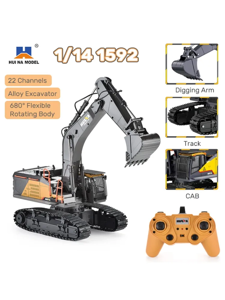 HUINA 1592 RC Graafmachine Schaal 1:14 22 Kanalen 2.4G Semi-Legering afstandsbediening Techniek Rupstrekker Kindercadeau - afbeelding 2