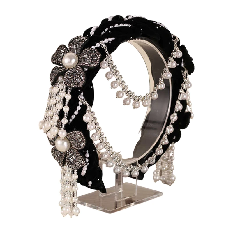 

[Y]Fashion Bridal Wedding Hair Hoop Accessory For Women Flower Detachable Pearl Tassel Headpiece Party Celebration Headdress