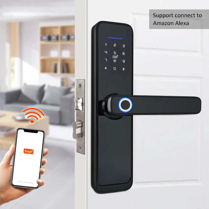 TTlock TUYA alexa supports I0S Android mobile phone operation wif zigbee card ble fingerprint smart home lock