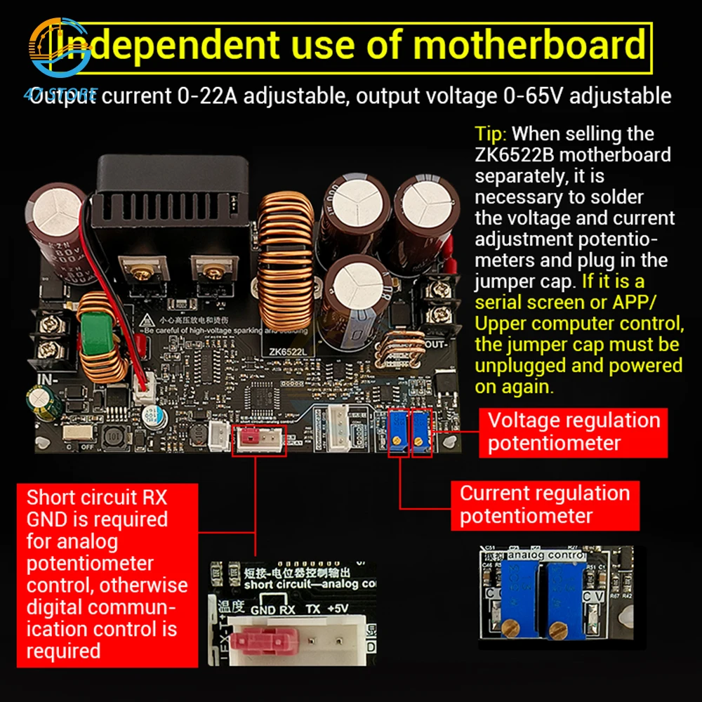 CNC DC Buck Boost Converter Adjustable Voltage Current Regulator Constant 6-75V 65W Power Step-Down Power Supply Module 12V 24V