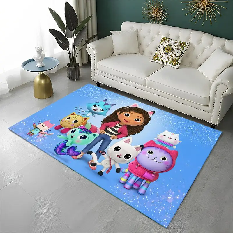 Cartoon Gabby Dollhouse Girl Carpet Rug for Playroom Bedroom Living Room Sofa Home Decor, Area Rug Non-slip Floor Mat Fest Gift