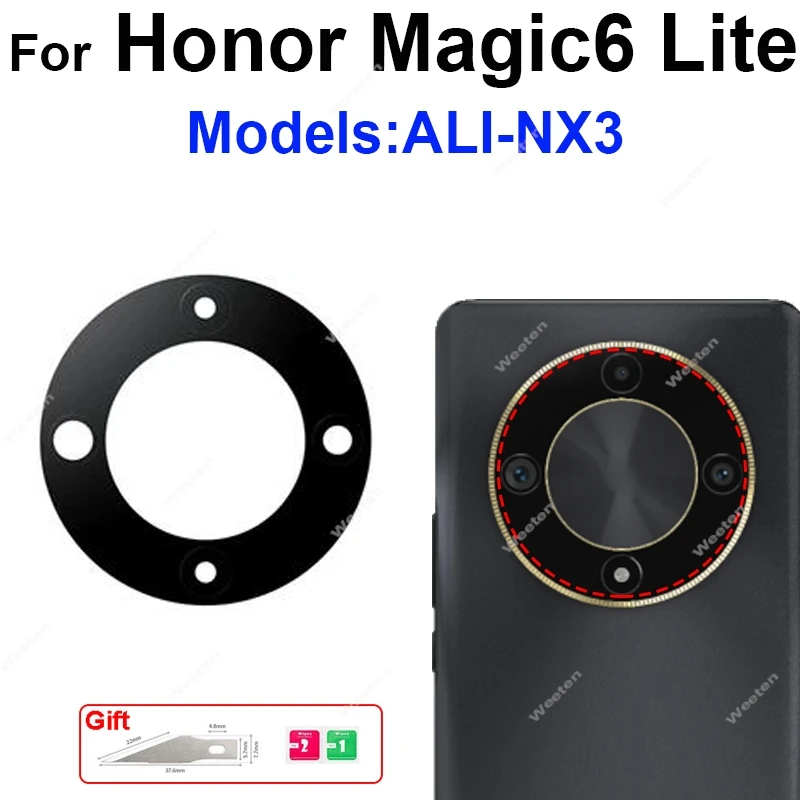 Rear Camera Lens Glass with Adhesive Sticker For Honor Magic6 Lite Magic 6 Lite ALI-NX3 Back Camera Glass innner Lens Parts