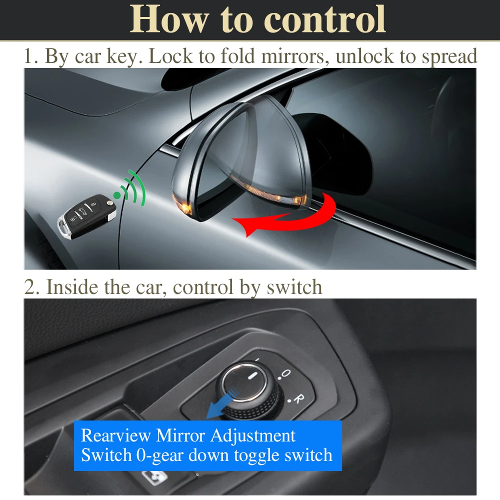 ل VW ID.4 2021-2023 سيارة الجانب مرآة طقم قابل للطي مرآة الرؤية الخلفية للطي موتور المحرك مرآة الطاقة الكهربائية أضعاف #3