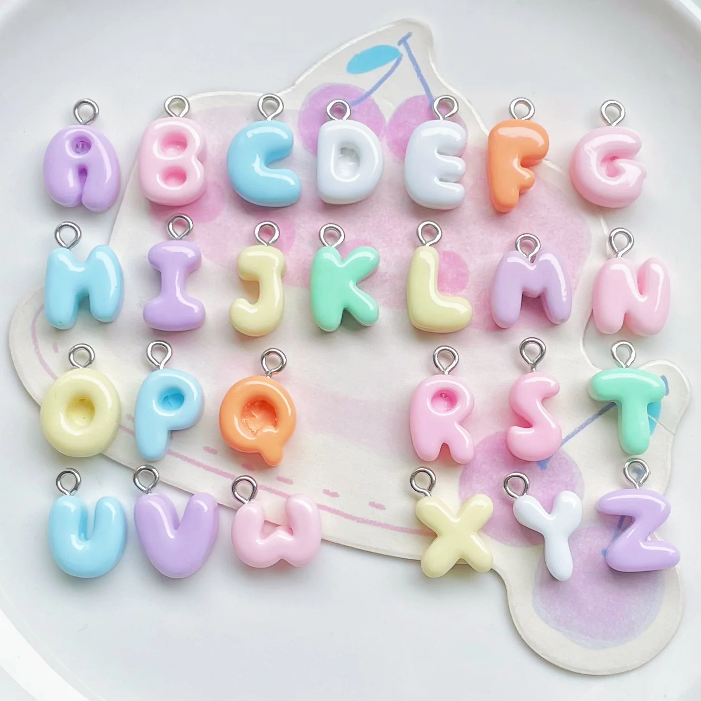 10-20Pcs Letter Resin Ring Pendants Flatback Charms with Eye Pin DIY Earrings Bracelet Keychain Jewelry Making Accessories Hook