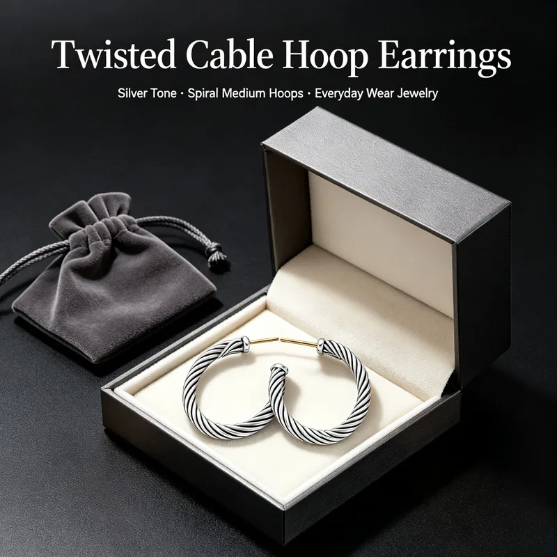 Twisted Cable Hoop Earrings — product information 4