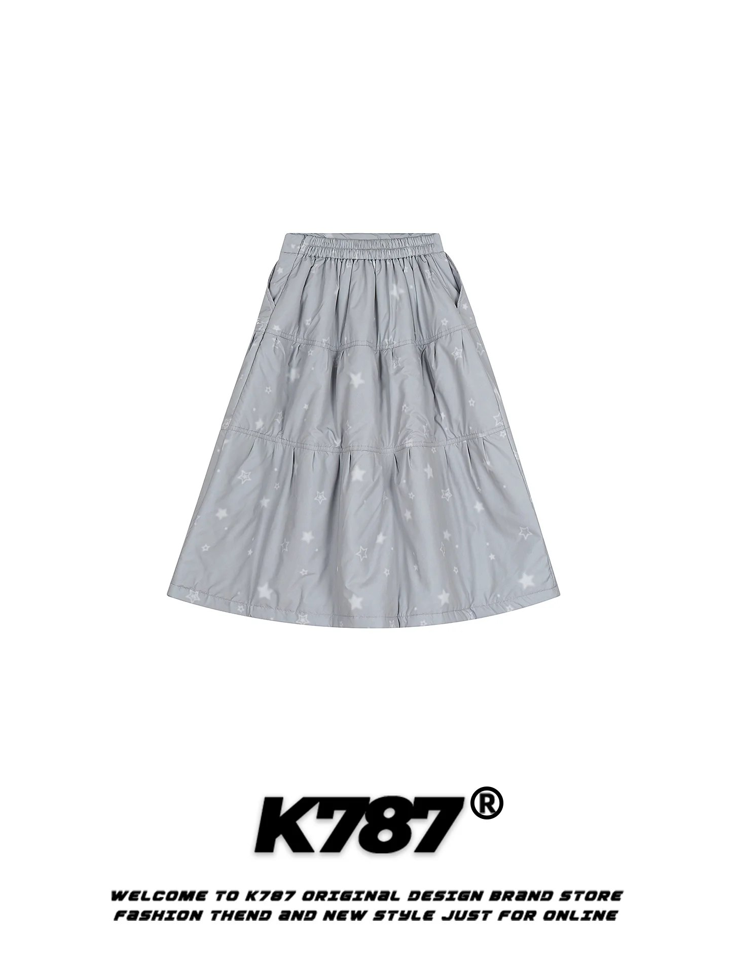 

Юбка женская K787 в американском ретро-стиле с принтом звезд, нежная, милая, омолаживающая, повседневная, средней длины, для работы, простая, элегантная