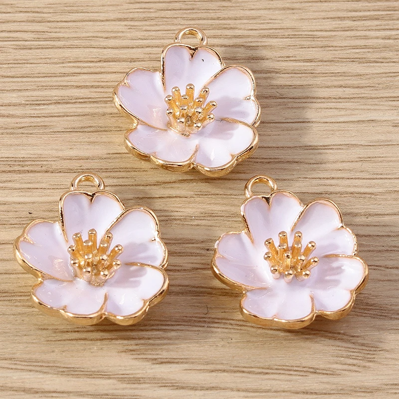 Tusember 10 Stück 19*23mm Niedliche Bunte Blumen-Anhänger für Schmuckherstellung Handgemachte Ohrringe Halskette DIY Modeschmuck – Detail 6