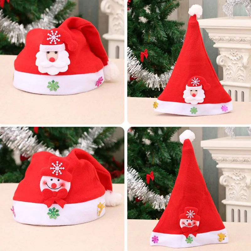 Christmas Cap Adult Kids Hat Christmas Decorations Snowman ElK Santa Claus For Children Xmas New Year Gift Decor