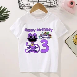 Kids T Shirt Smiling Critters Cartoon Characters Birthday Number 1-9 Graphic Baby Tops Short Sleeves T-shirt Boys Girls Clothes