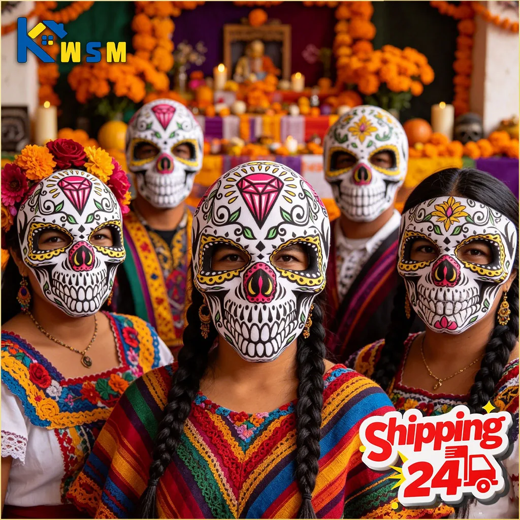 1-10PCS Halloween Day of the Dead Skull Mask Horror Face Cover for Cosplay Party Carnival Masquerade Dance Festival Decor Prop
