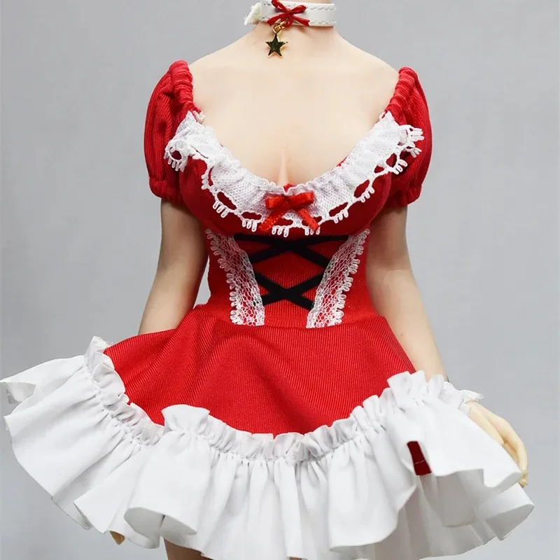 1/6 skala Weibliche Süße Rot Weiß Kurzarm Blumen Kleid Weihnachten Kleidung Set Modell für 12 "Soldat Action Figur körper Spielzeug