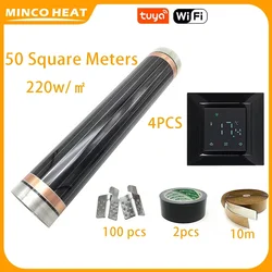 Minco Heat Infrared Energy Saving Underfloor Warming Heating Mat 50㎡ 220w/m2 Heating Film Kits with Floor Heating Thermostat