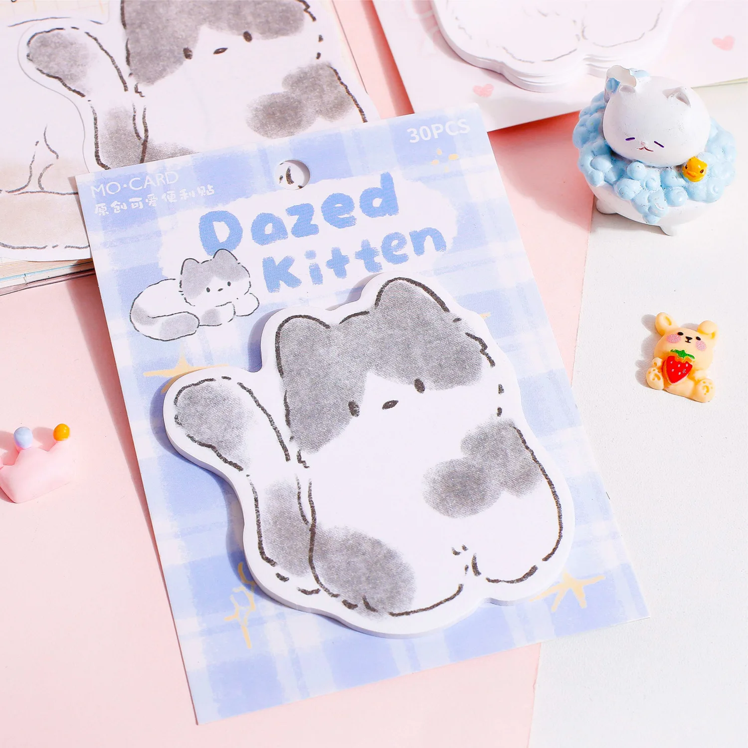 30 Sheets Cat Paradise Series Notes, White Kraft Paper, Cute and High-value Kitten Notes Kawaii Stationery Notepad Sticky Notes