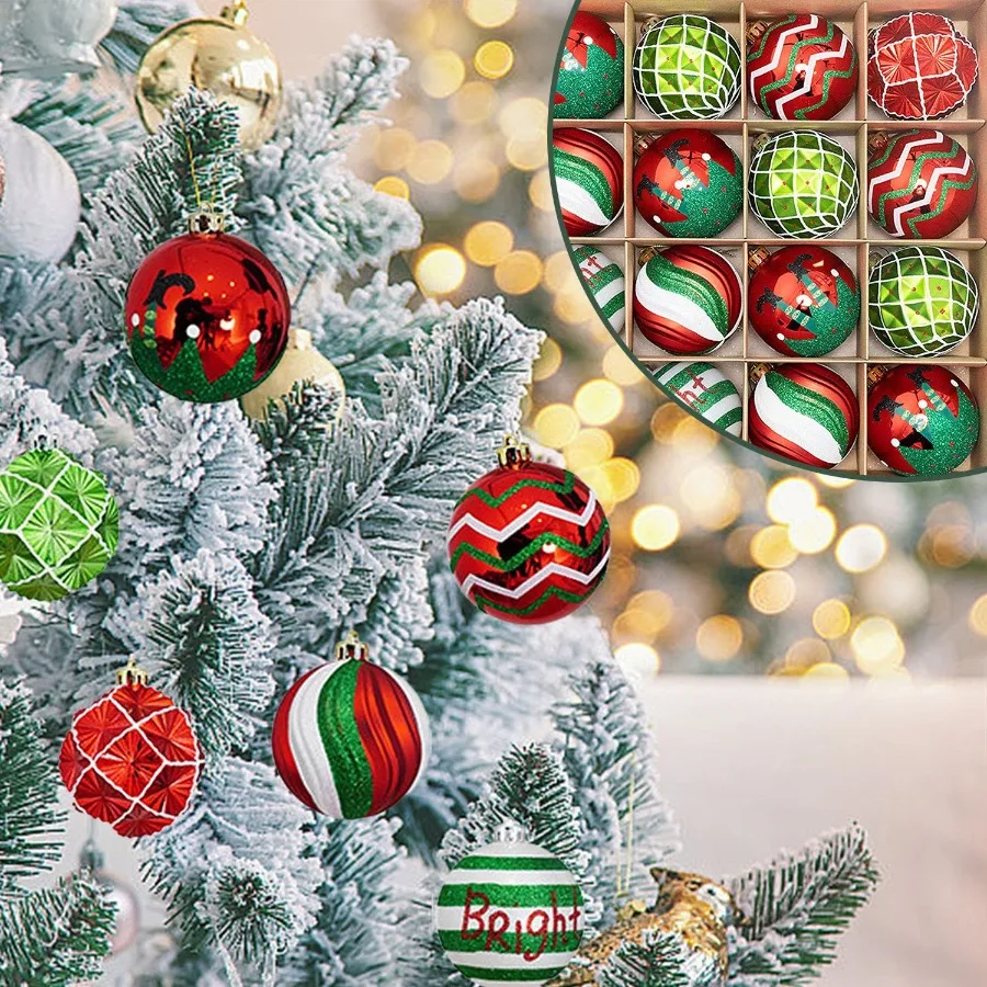 16 個のクリスマスツリーボールオーナメント飛散防止吊り下げオーナメントキラキラプラスチッククリスマスツリーペンダントクリスマスホリダ用